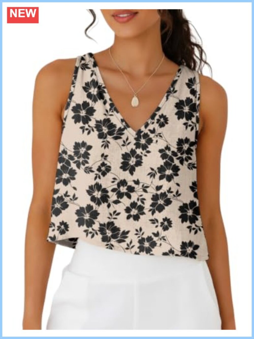 Onlystory Women's Loose V-Neck Sleeveless Crop Tank Top